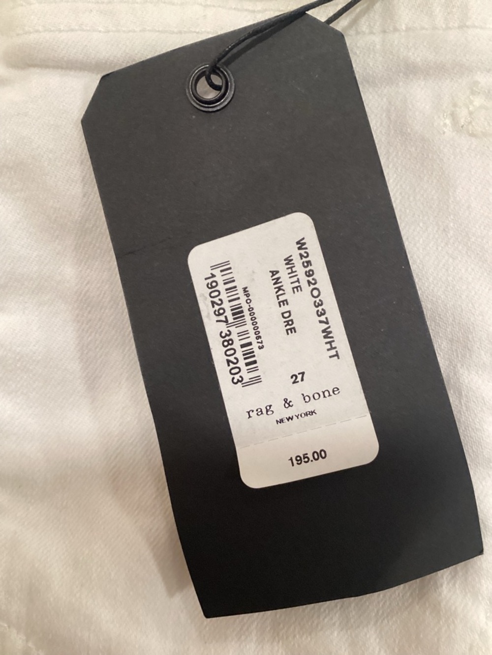 Rag & Bone white cropped Raw hem “The Dre” Jeans 27 w Stretch NWT - Picture 9 of 12